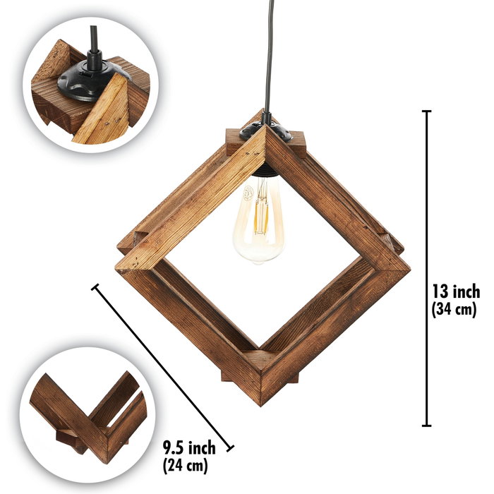 Opviq Square Antiquation Lámpara de Araña de Madera Marrón